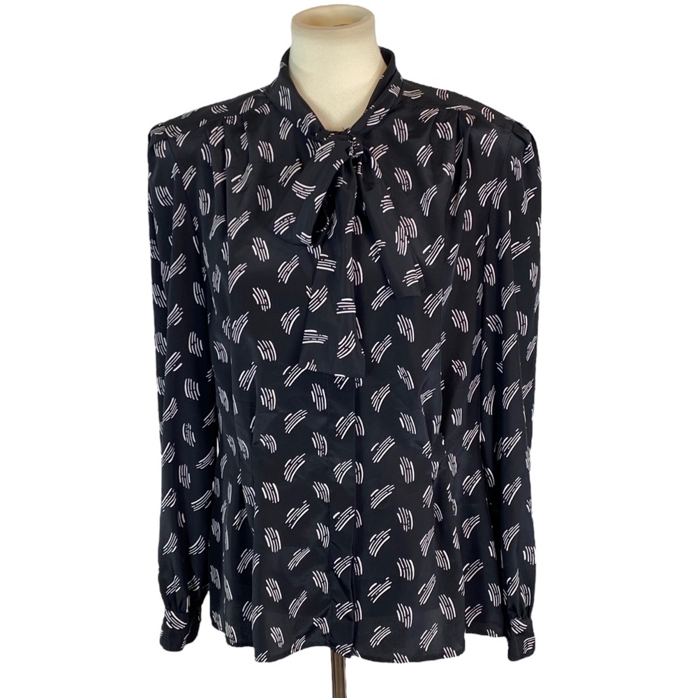 Vintage Kelly Scott black and white button down blouse size 12